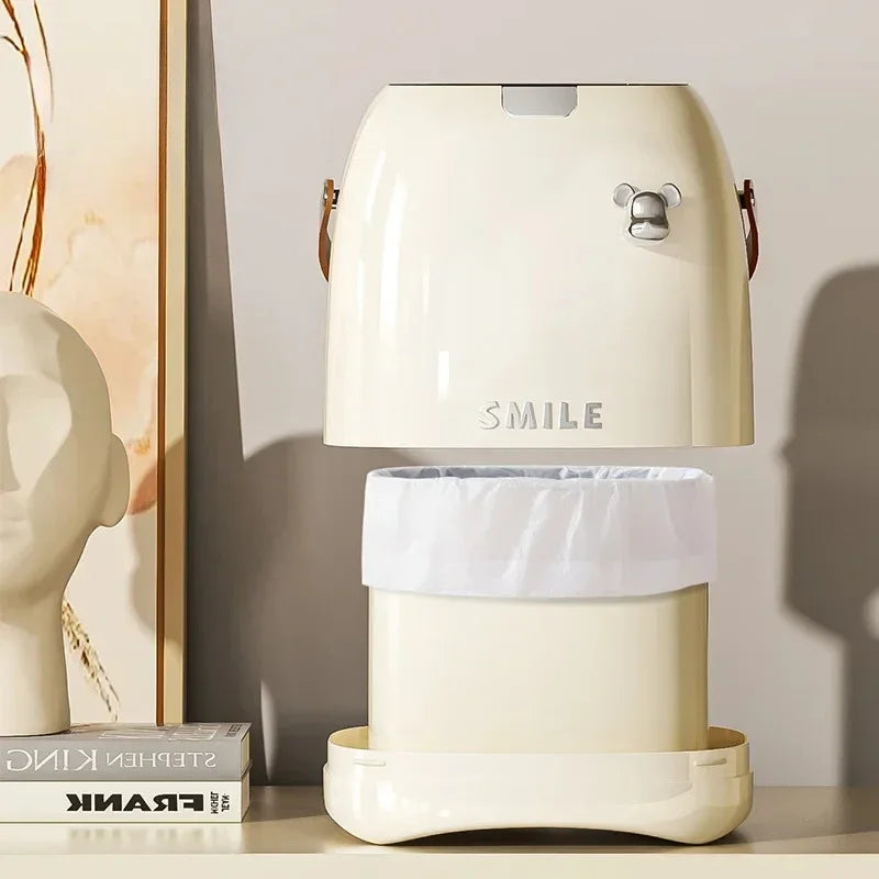 Mini Desktop Trash Can – Small Rectangular Wastebasket with Handle