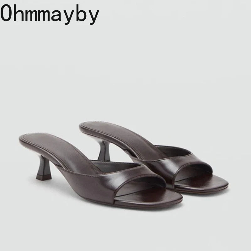 Women's Open Toe Square Heel Slides – Summer Dress Slippers