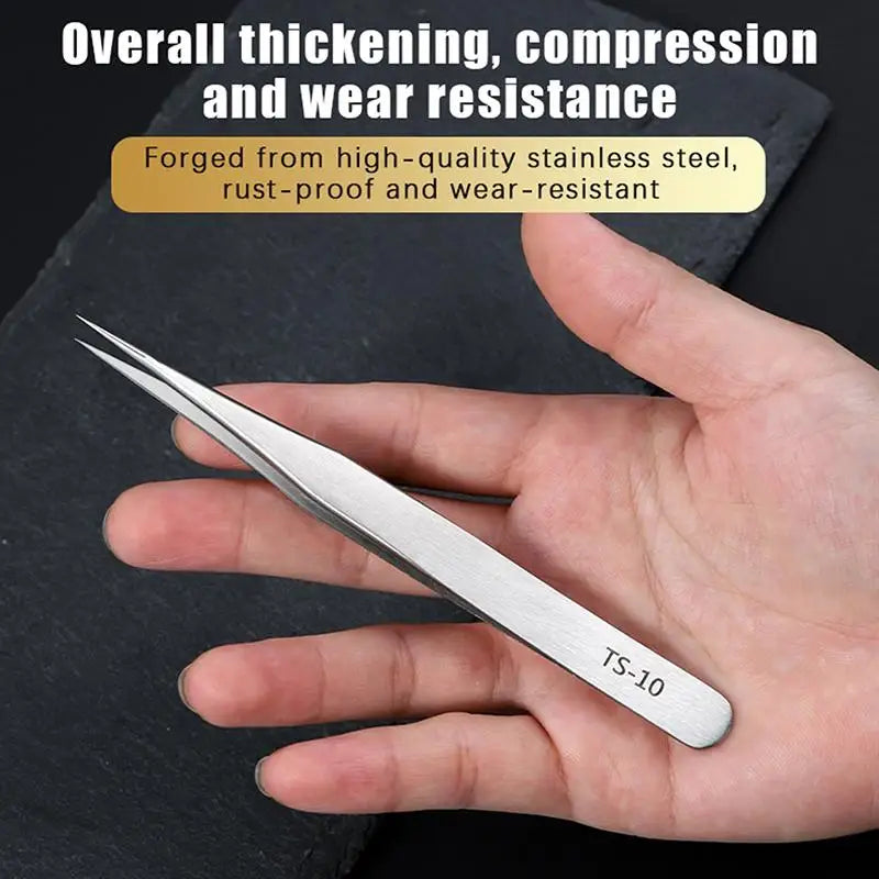 6-Piece Stainless Steel Tweezers Set – Bent & Straight Tips