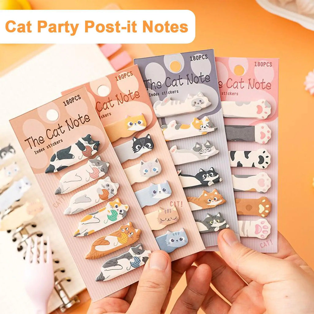 Cute Cat Sticky Notes – 180 Sheets Cartoon Memo Pads
