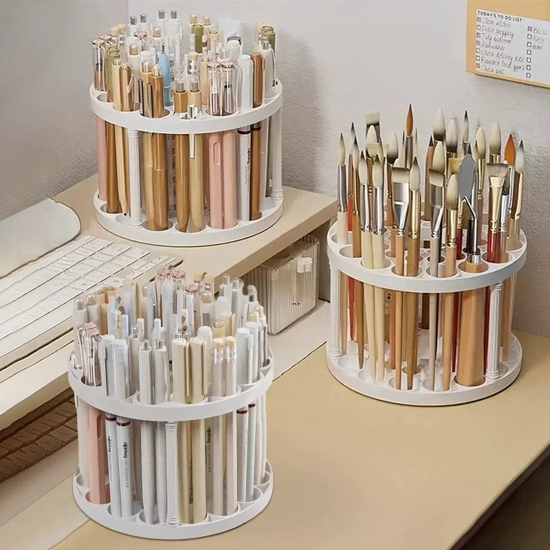 360° Rotating Makeup Brush Holder – Large Capacity Organizer