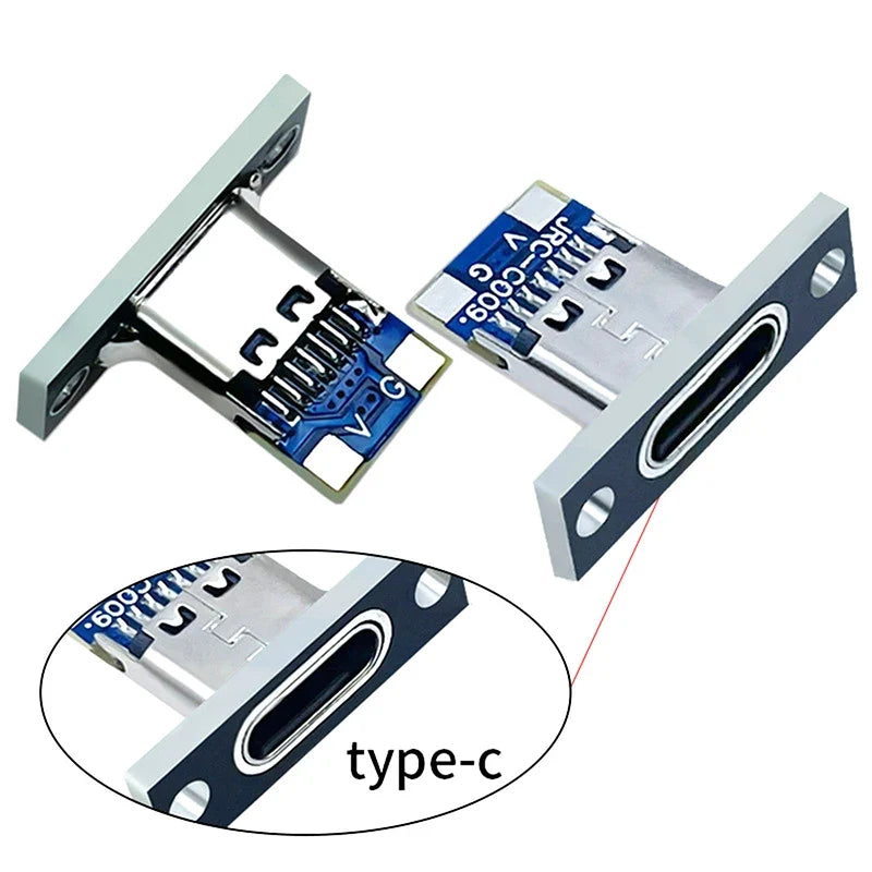 5-Pack USB 3.1 Type-C Female Socket Connector with Screw Plate