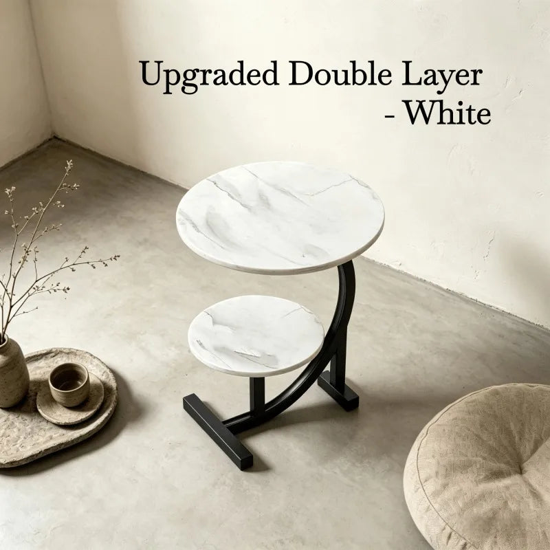 Round Double-Tier Metal Side Table – Indoor & Outdoor Use