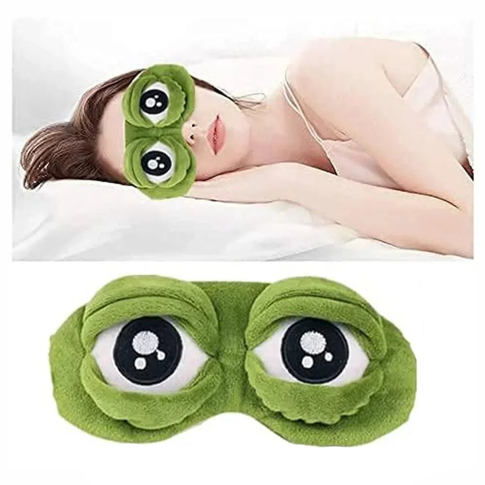 3D Frog Sleep Eye Mask – Soft Cotton Light Blocking Travel