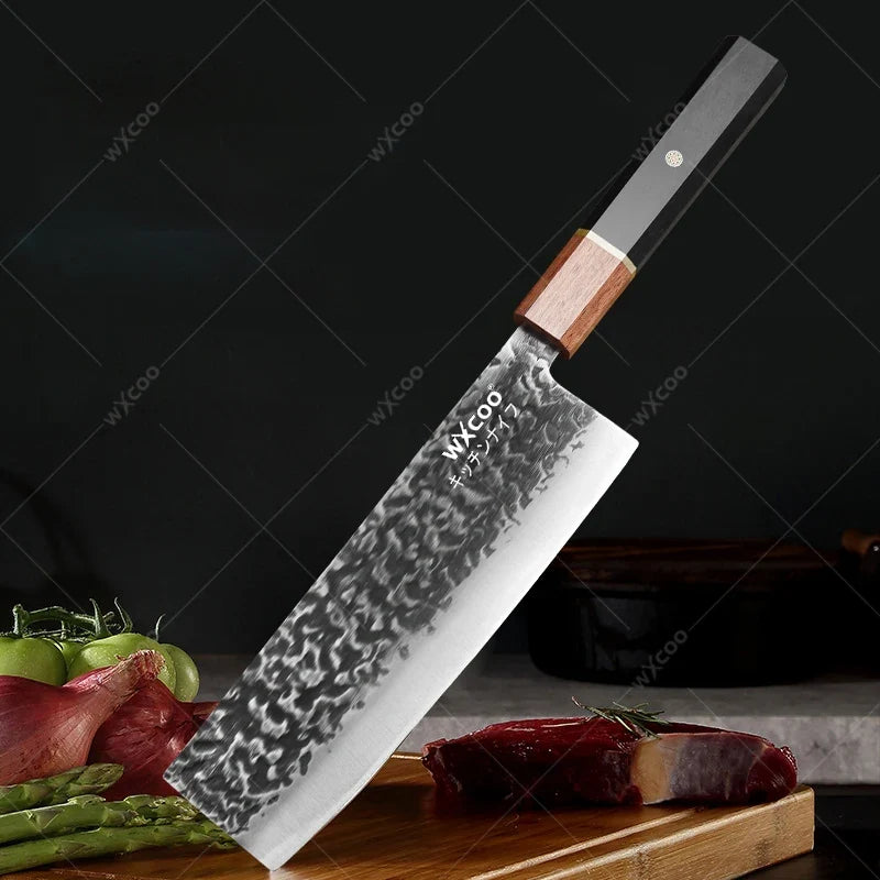 Forged Stainless Steel Cleaver – Full Tang Wooden Handle Chef Knife