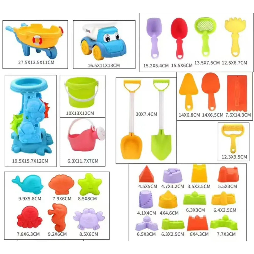 Kids Beach Sand Toys Set – Bucket, Shovel, Rake & Dino Molds