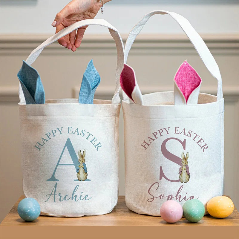 Personalized Easter Bunny Basket | Kids Egg Hunt Bucket