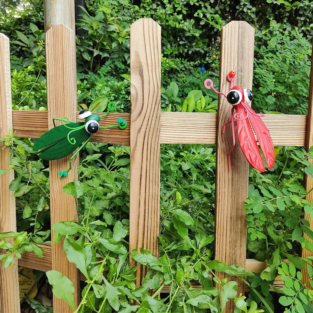 Colorful Metal Grasshopper Garden Sculpture & Outdoor Wall Art