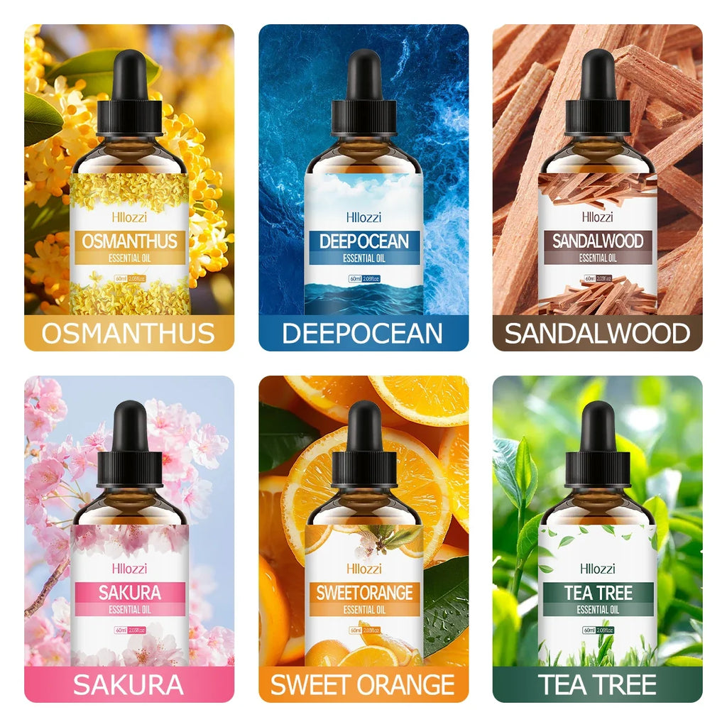 60ml Pure Aromatherapy Essential Oils – Agarwood, Cedarwood