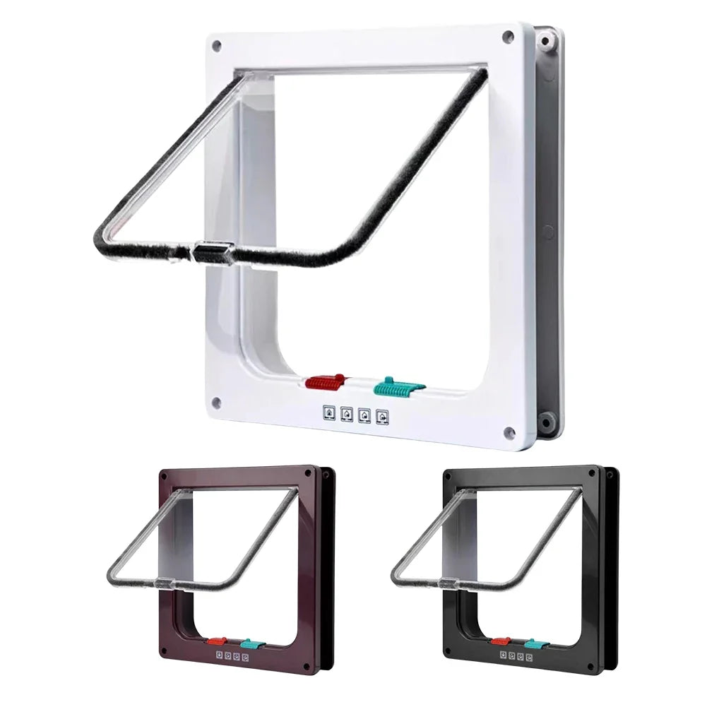 Dog Cat Kitten Flap Puppy Safety In&out Pet Door 4 Way Security Lock