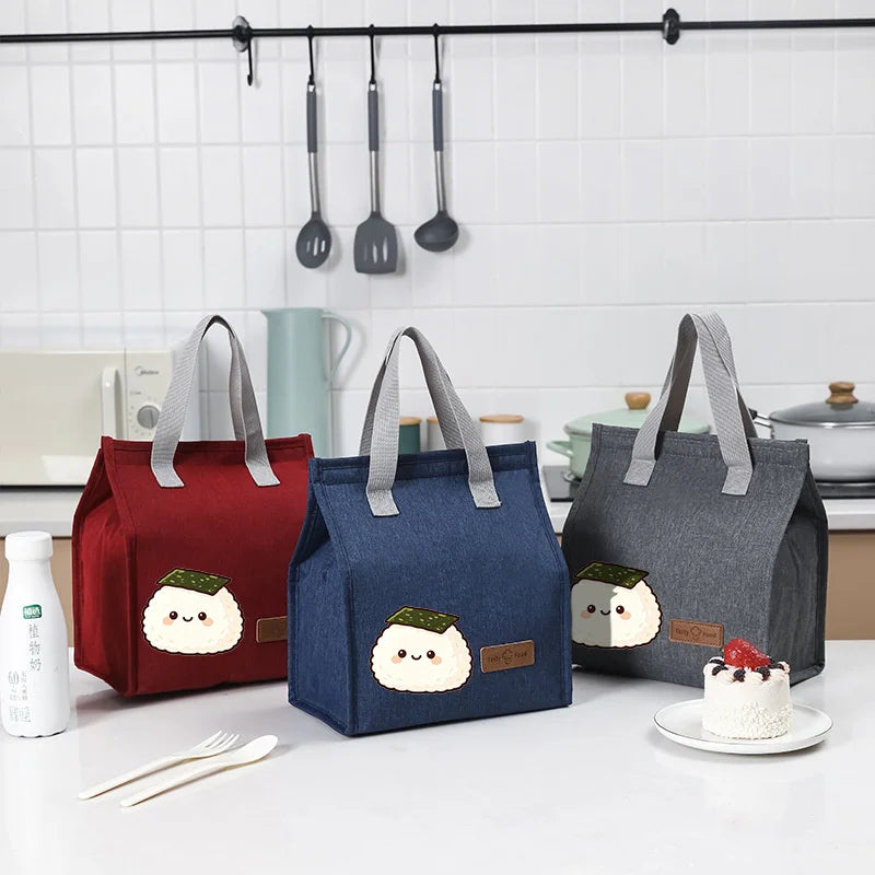 Kawaii Onigiri Print Insulated Lunch Bag Waterproof Oxford Thermal