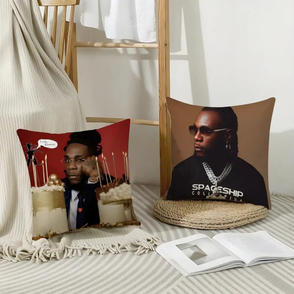 Burna Boy Linen Cushion Cover | Breathable Pillowcase Hidden Zip