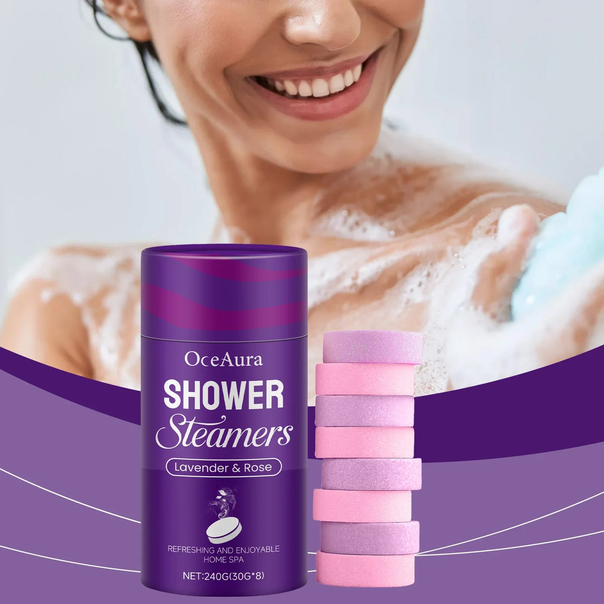 Rose & Lavender Aromatherapy Shower Steamers | Spa Bath Set