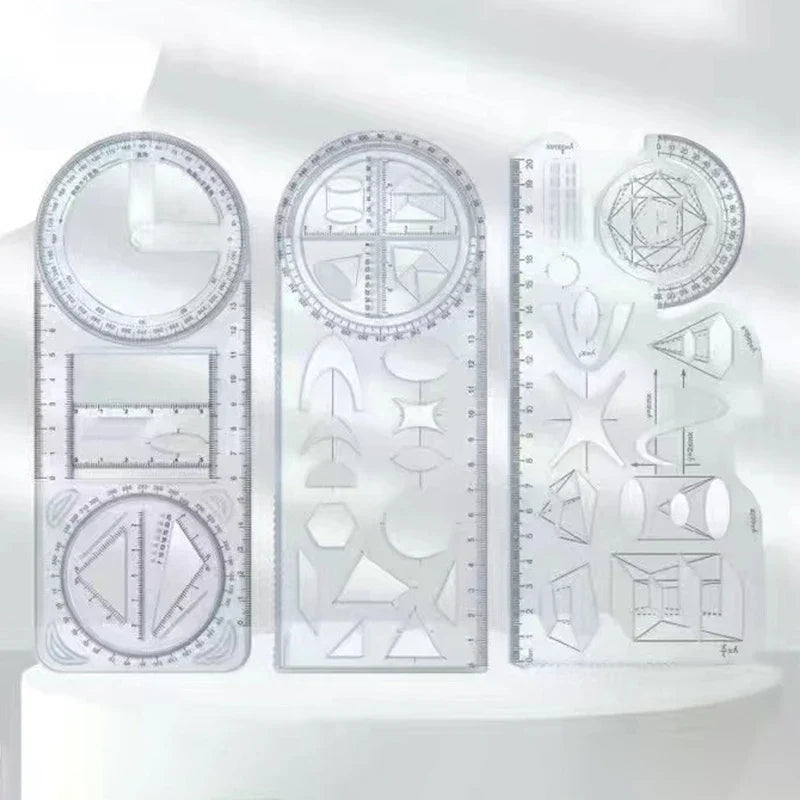 360° Multifunctional Geometric Drawing Ruler – Student Math Tool