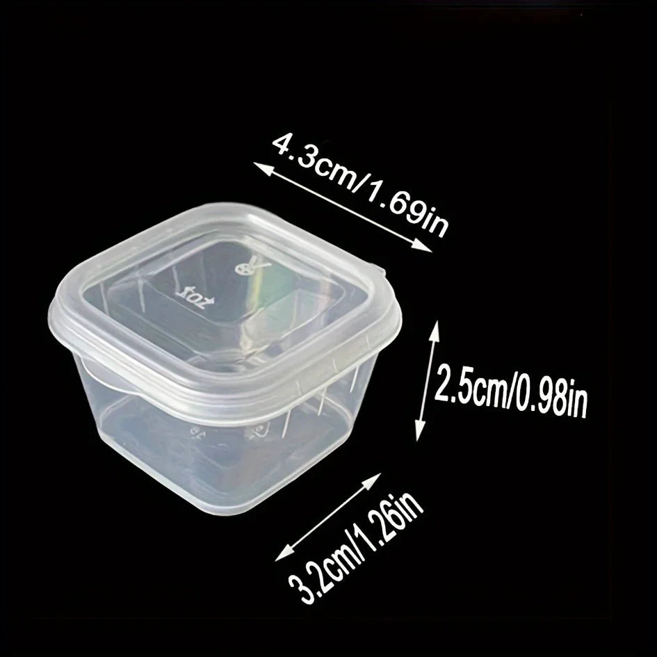 50-Pack Square Sauce Cups with Lids | Reusable & Leak-Proof