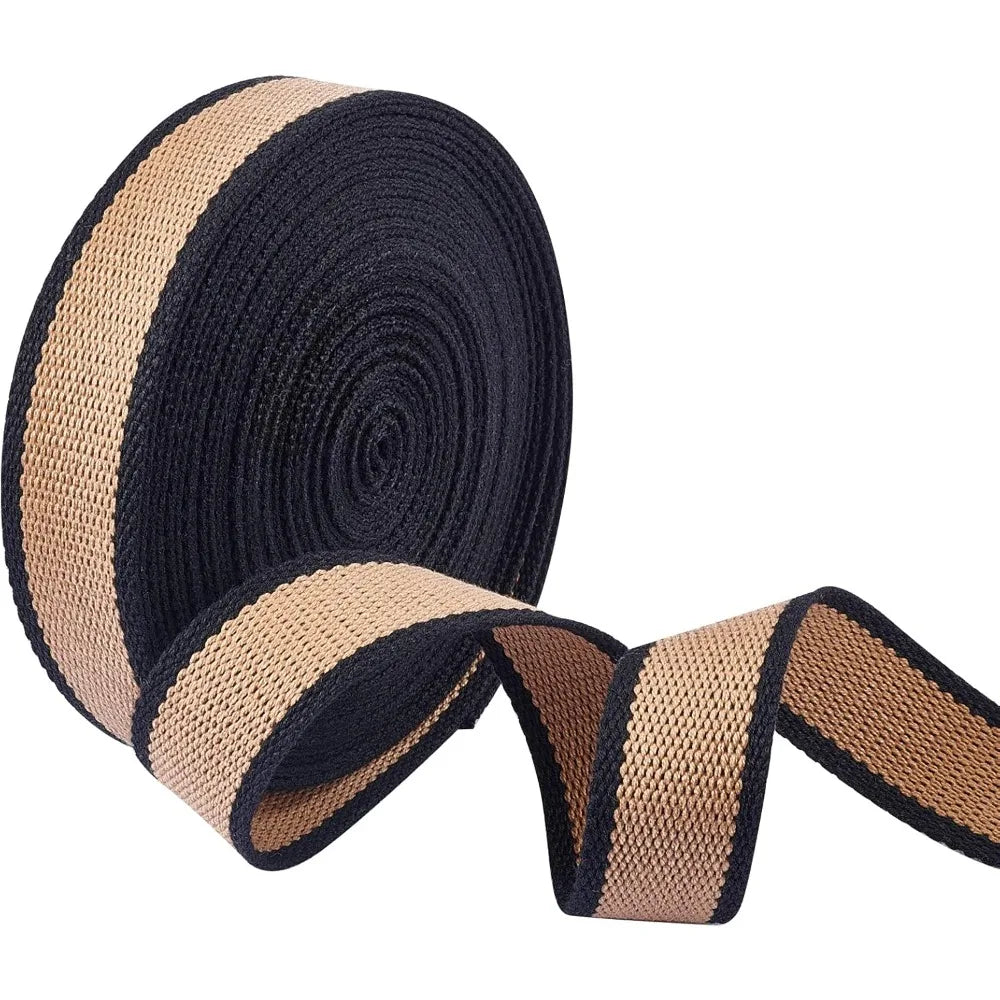 Tan & Black Striped Polyester Craft Ribbon – 1-1/4" x 10 Yds
