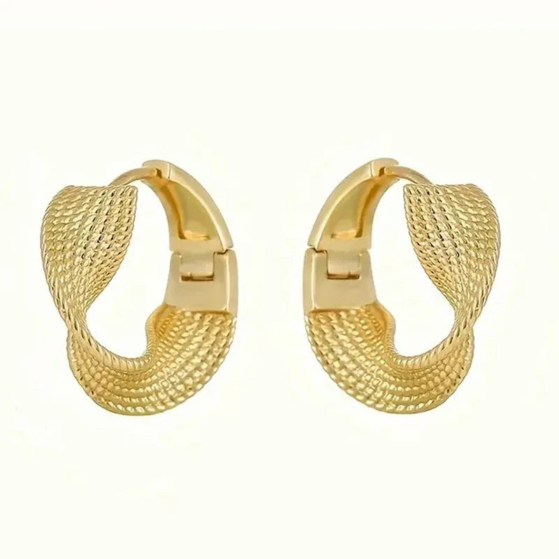 Huitan Twisted Hoop Earrings – Geometric Fashion Jewelry Women
