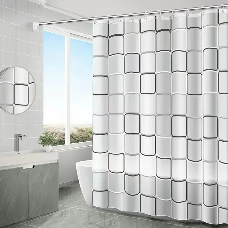Eco Friendly PEVA Waterproof Bath Curtain Rustproof Grommets Leaf