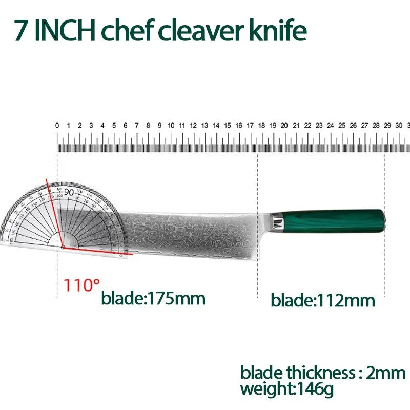 Damascus Steel Nakiri Knife – Full Tang Chef Kitchen Knife