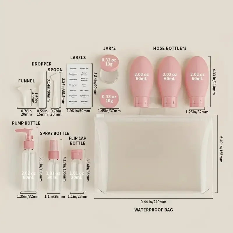 11-Piece Travel Bottles Set with Storage Bag | TSA-Friendly
