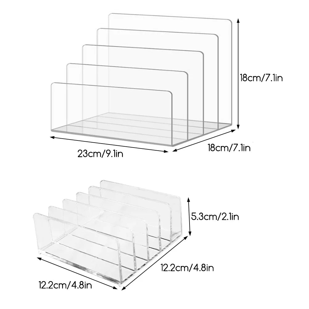 Clear Acrylic Magazine File Holder & Desk Organiser | 4–5 Slots
