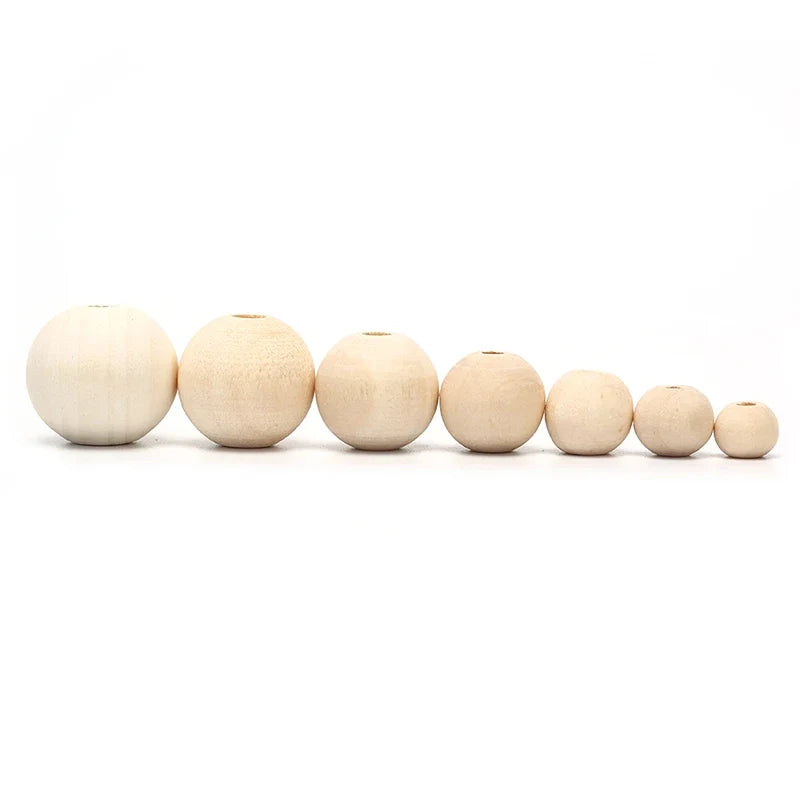 Natural Round Wooden Ball Beads – DIY Jewelry & Craft Making