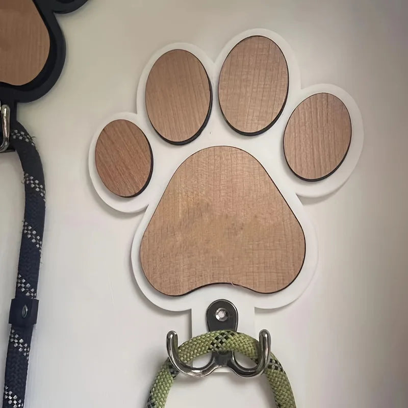 Fashionable Wooden Paw Print Wall Hooks Polished Handcrafted Towel