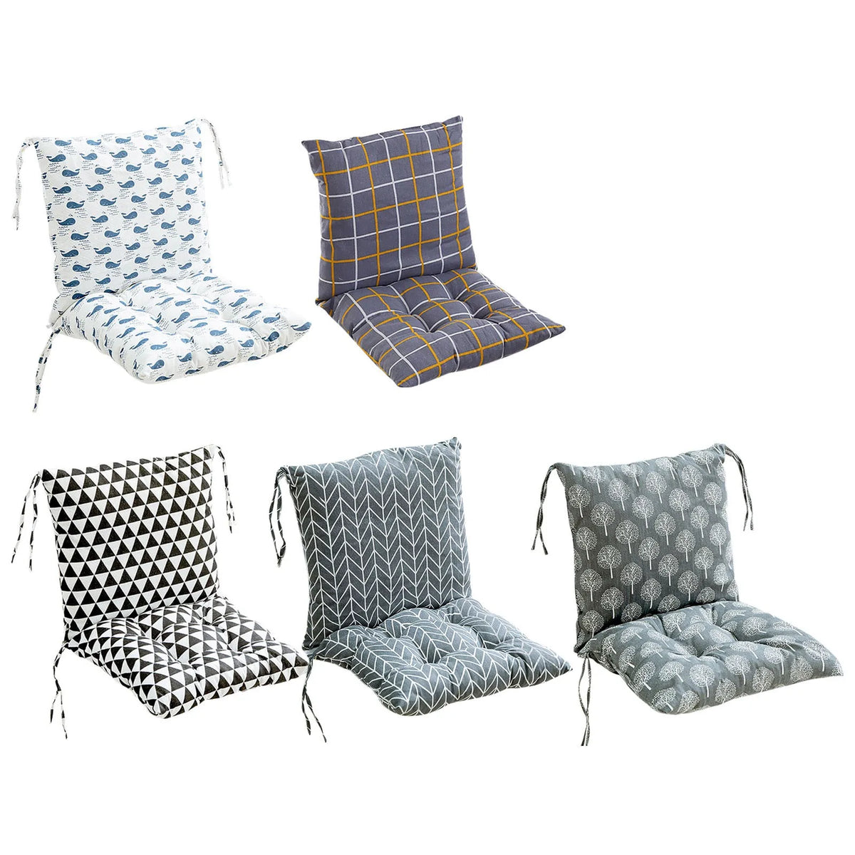 Cotton Chair Cushion – Thick Plaid Seat Pad for Home & Dining