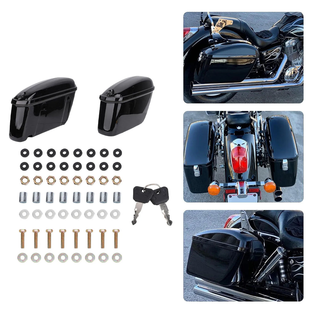 22L Lockable Motorcycle Hard Saddle Bags – Universal ABS Side Cases