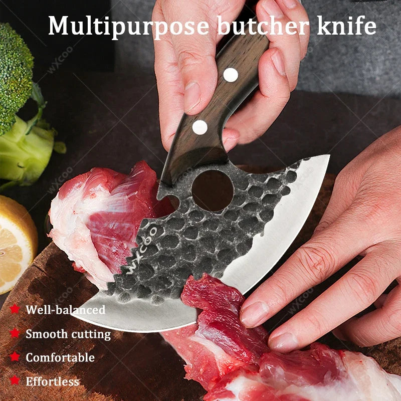 WXCOO High Carbon Forged Meat Cleaver & Chef Knife Set