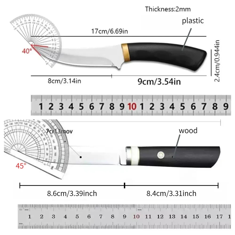 PLYS Stainless Steel Kitchen Knife with Leather Sheath | 8.6"