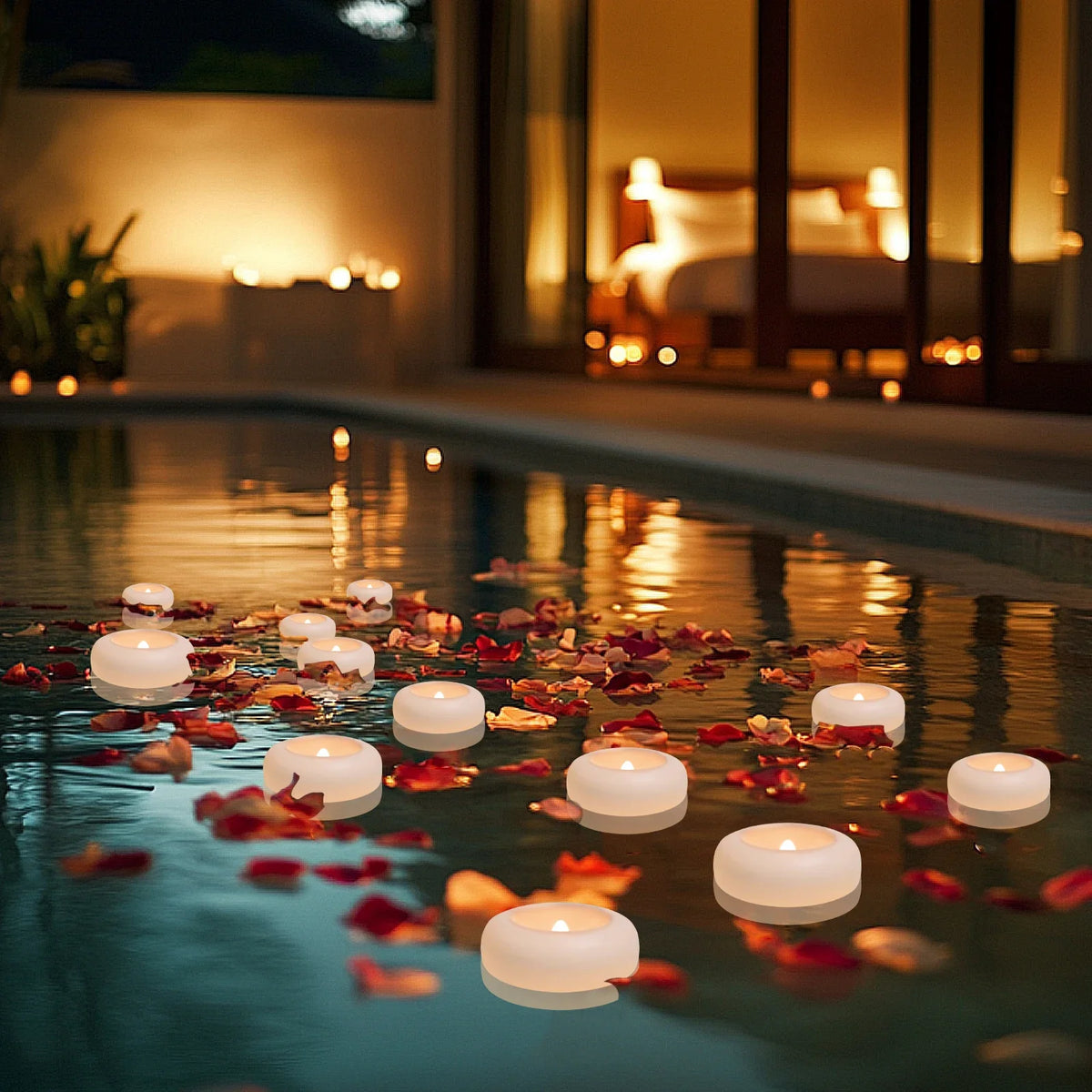 Floating Flameless LED Candles | Waterproof Pool Tealights 12/24 Pack
