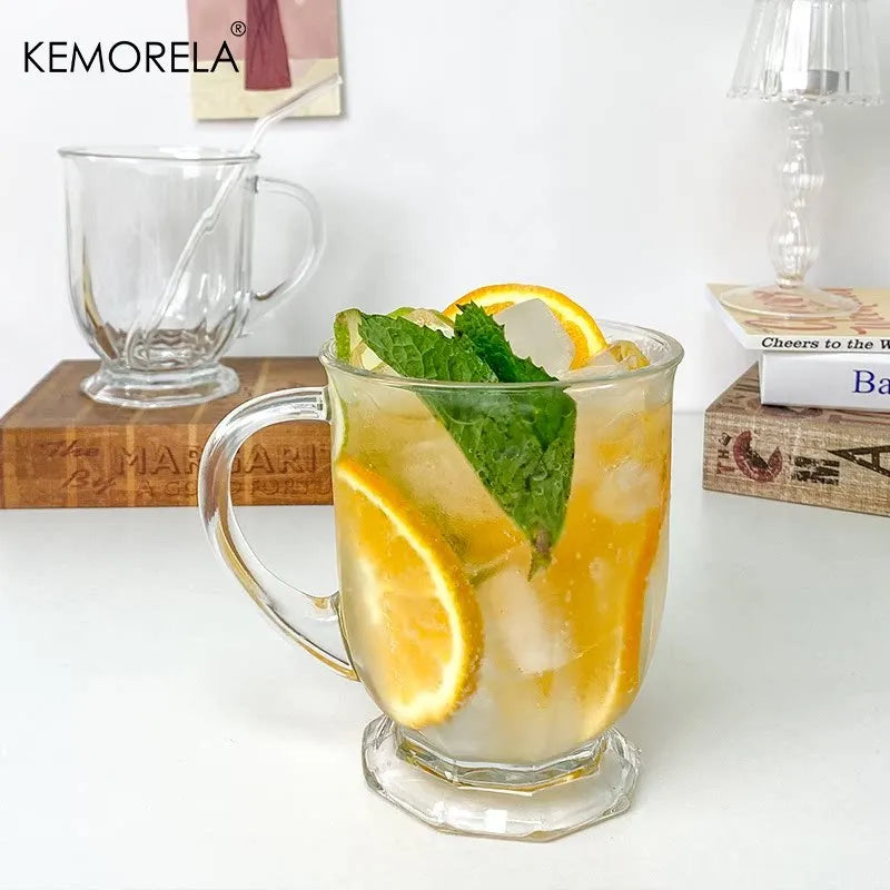 KEMORELA Retro Glass Mug with Handle – 480/700ml Large Cup
