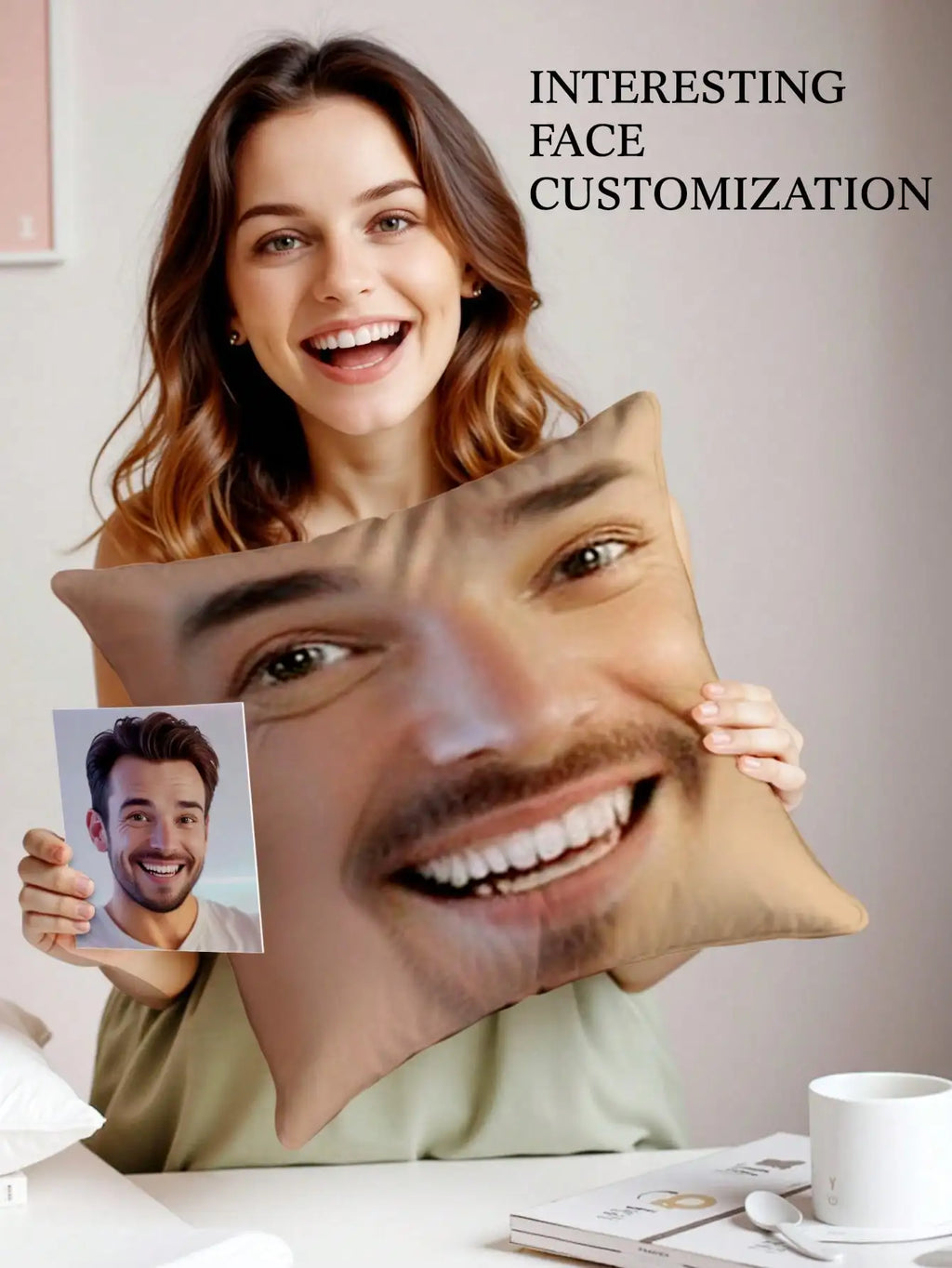 Custom Face Square Pillow | Personalized Photo Gift