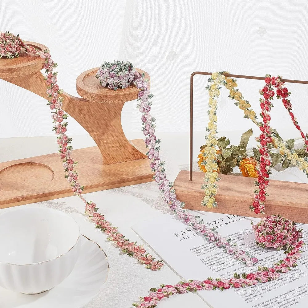 5-Color Floral Lace Trim Ribbon Set – 5 Yards, 20mm Wide