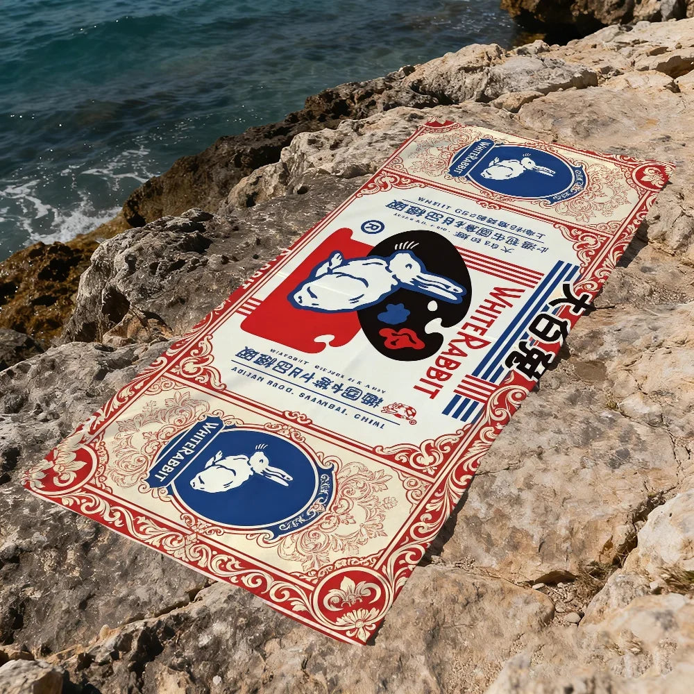 Cute Rabbit Quick-Dry Beach Towel | Soft Microfiber Pool Towel