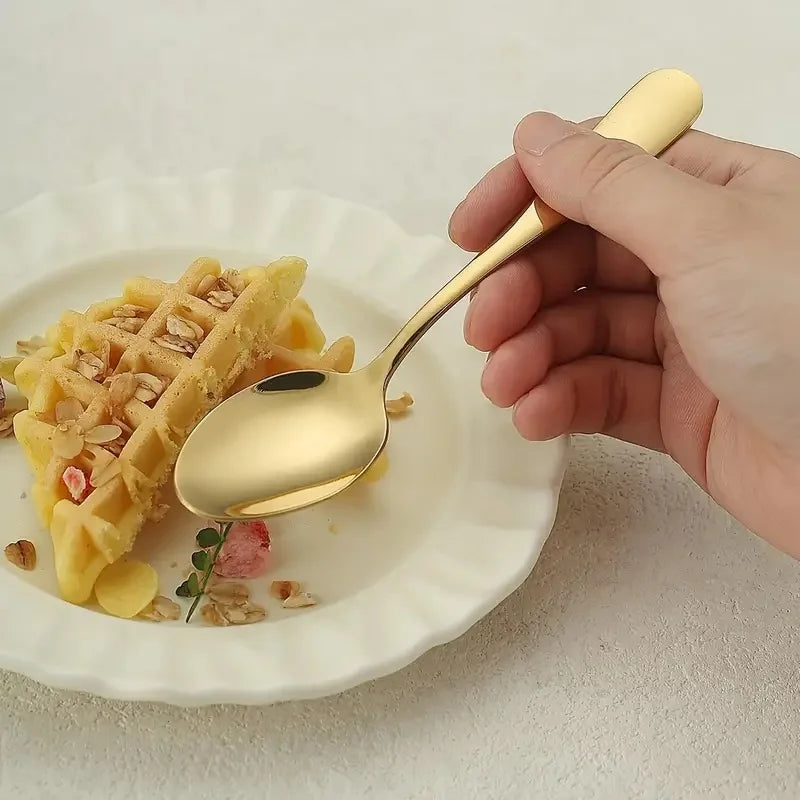 8-Piece Gold Stainless Steel Coffee & Tea Spoons Set