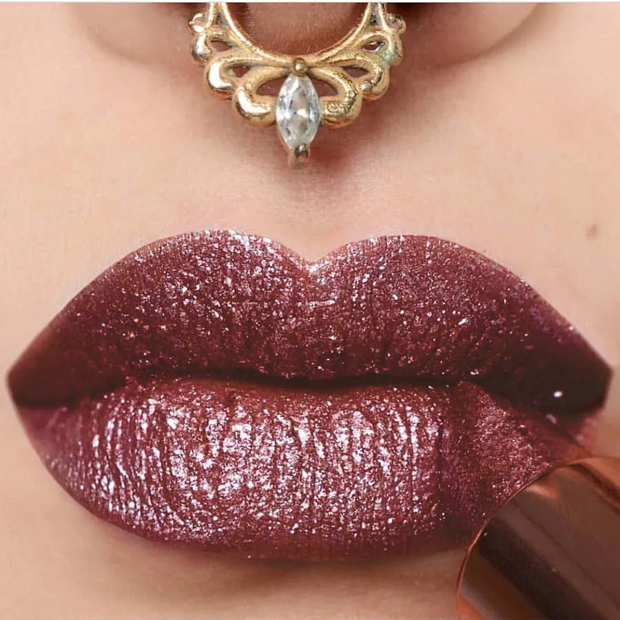 KAFURUX Red Metallic Glitter Lipstick – Waterproof Shimmer Lip Glaze