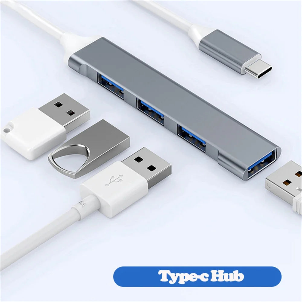USB-C to 4-Port USB 3.0 Hub OTG Adapter | 5Gbps MacBook PC