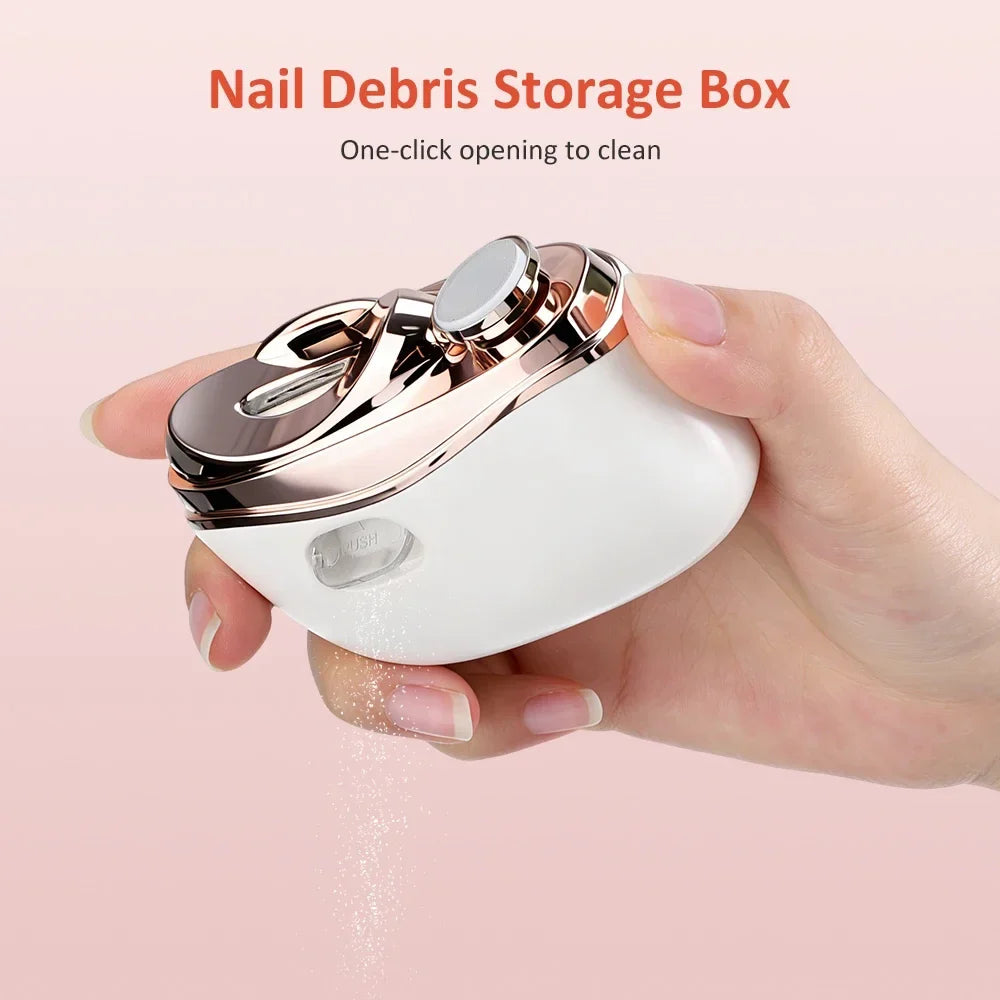 AFDEAL 2-in-1 Electric Nail Clipper & Polisher with LED Light