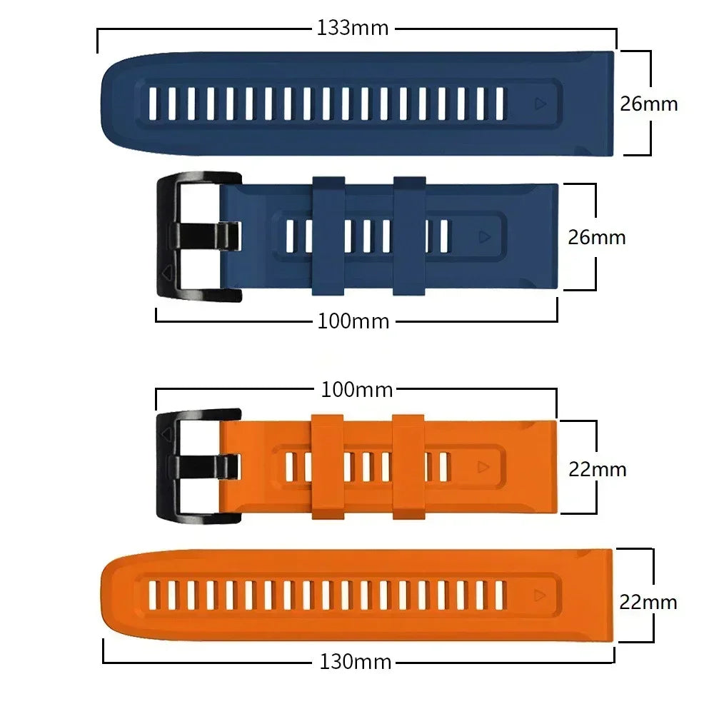 Silicone Watch Band for Garmin Fenix 7X 6X 5X – 22mm & 26mm