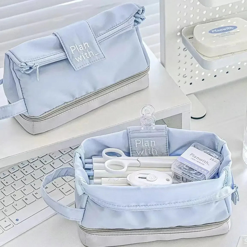 Double-Layer Large Capacity Pencil Case | Fabric Stationery Bag