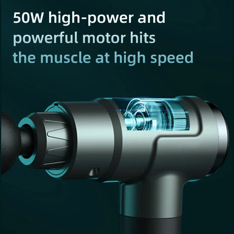 50W Electric Fascia Massage Gun – Deep Muscle Massager