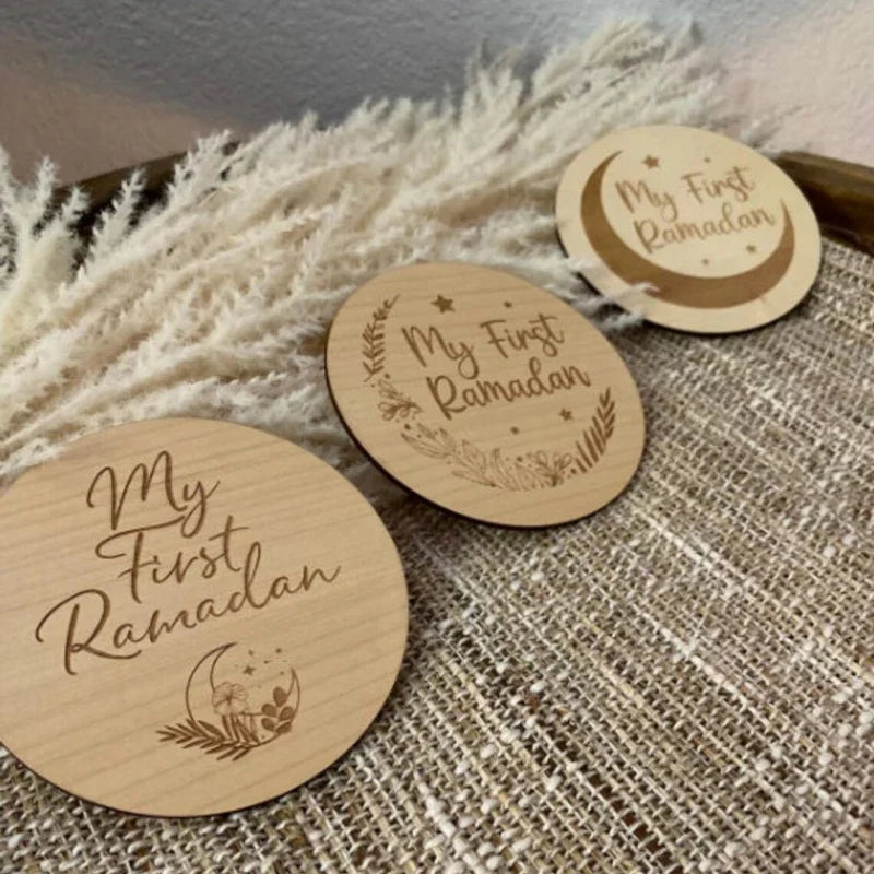 Islamic Baby Milestone Wooden Signs | Eid & Ramadan Gift Set 3pcs