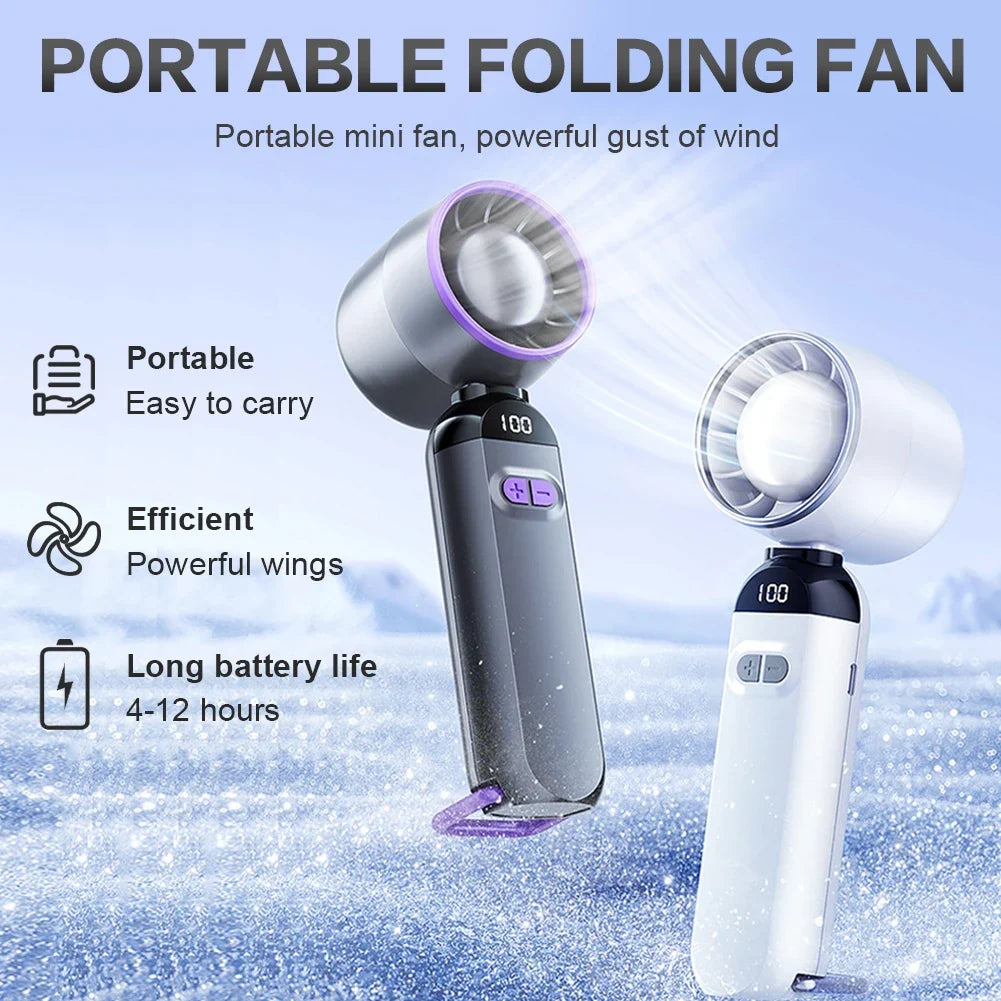 Mini Handheld Air Cooling Speed Turbo Fan Foldable USB Rechargeable