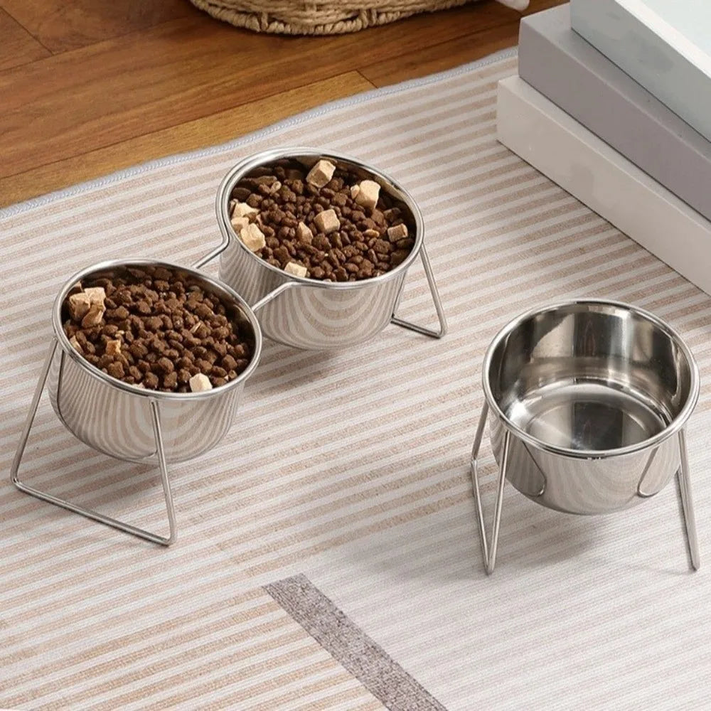 Elevated Stainless Steel Pet Bowl with Anti-Tip Stand | Cat & Dog