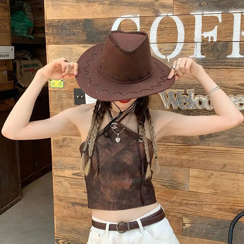 Unisex Western Cowboy Hat – Suede Cowgirl Cap for Parties
