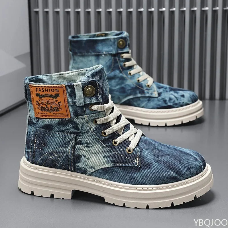 YBQJOO Women's Canvas Ankle Boots – Lace-Up Winter Style