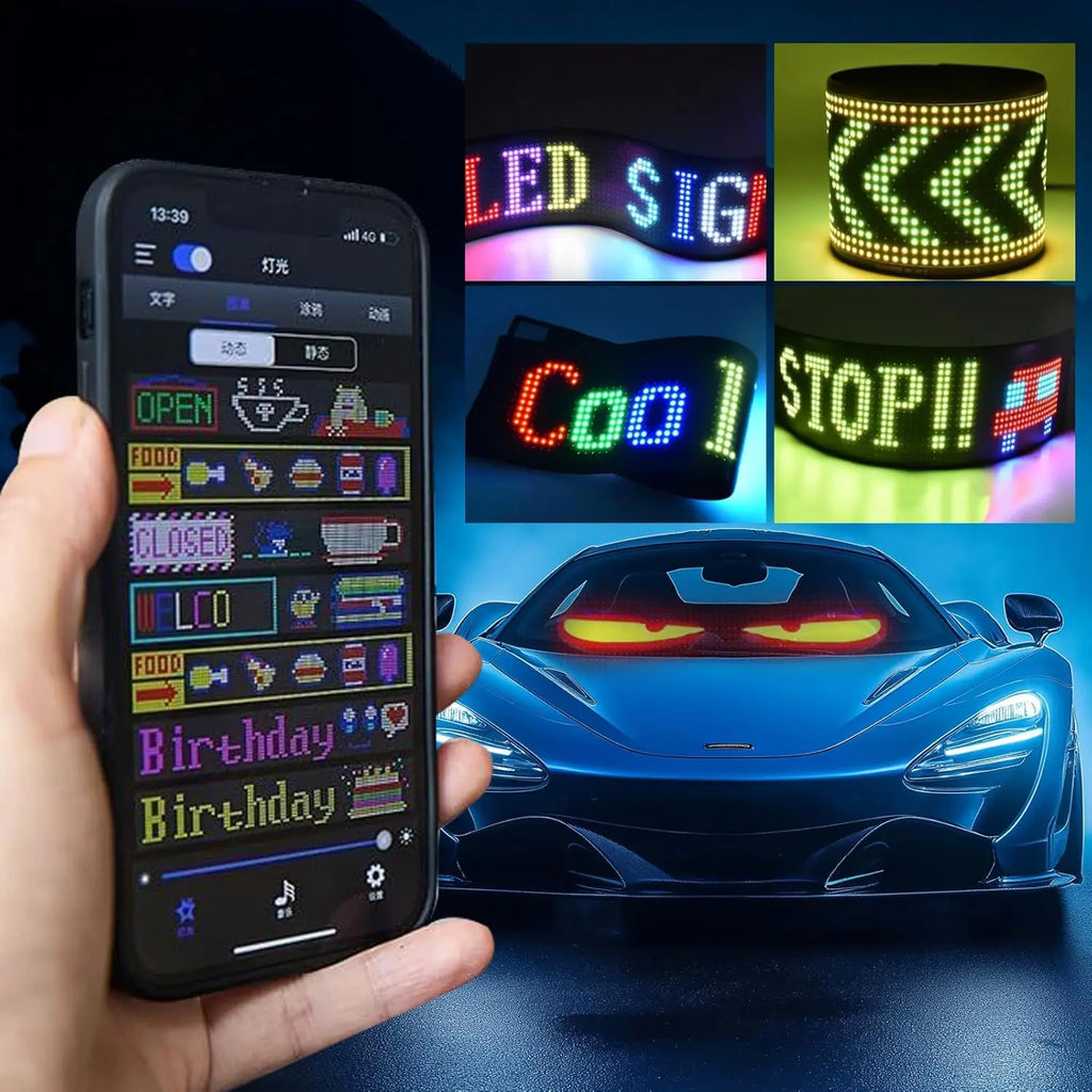 RGB LED Matrix Pixel Panel | Bluetooth Scrolling Text Car Sign