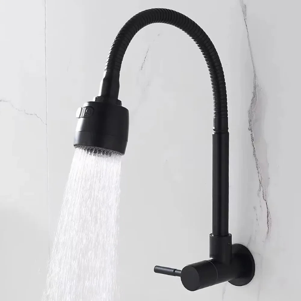 Universal Plastic Kitchen Faucet Rotating Black Single Cold Water